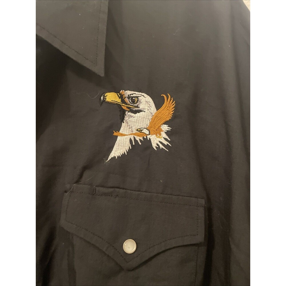 VTG High Noon Shirt Mens 2XL Black Western Snap Button Up Long Sleeves Cowboy